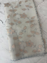 Viscose Organza saree with applique work-MSH238 Ash