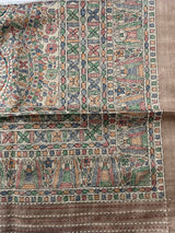 Madhubani Printed Semi tussar silk saree with Kanta work MBT6877 (5)