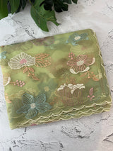 Organza saree with embroidery - MOS390 PastelGreen