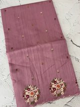 Blended tussar silk saree with embroidery- MS1072 OnionPink