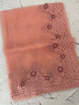 Cutwork Glass organza saree with Blouse MOS453 PeachyPink