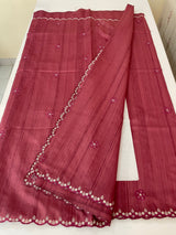 Cutwork Semi tussar saree MTSS680 CrimsonPink