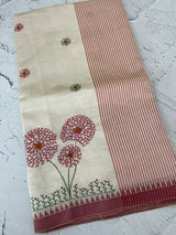 Blended tussar silk saree with embroidery- MSH490