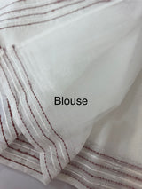 Kota Chanderi saree with kanta embriodery borders and applique work on pallu MCBS699- White to DuskyPeach