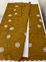 Blended tussar saree with applique borders MTSS459