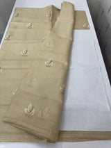 Kota checks saree with embroidery - MS7679 Beige