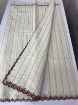 Mul chanderi cotton saree with scalloped borders - MNM131 Rust