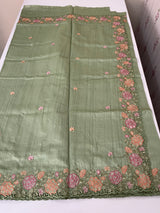 Blended tussar saree with cutwork border- MSHK695