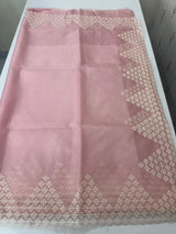 Soft Organza saree with embroidery and sequins borders - MCK286 BabyPink