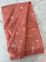 Glass tissue organza saree with embroidery MSF121 DustyPeach (1)