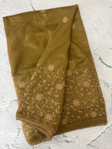 Glass tissue organza saree with embroidery MSF121 (1) Metallic Bronze