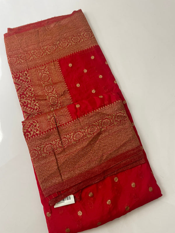 Semi banarasi Khaddi Georgette saree (Design 3) - MKGS125 -Red
