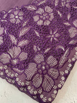Cutwork Semi tussar saree MTSS680 Purple