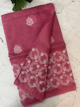 Soft kota checks saree with embroidery - MS7676 DarkPink
