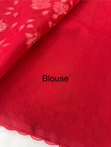 Kota Moonga checks Applique work saree MSH141(2)- Red