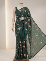 Kota saree with embroidery MS14954 - Green