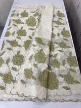 Mul chanderi applique work saree MSH170