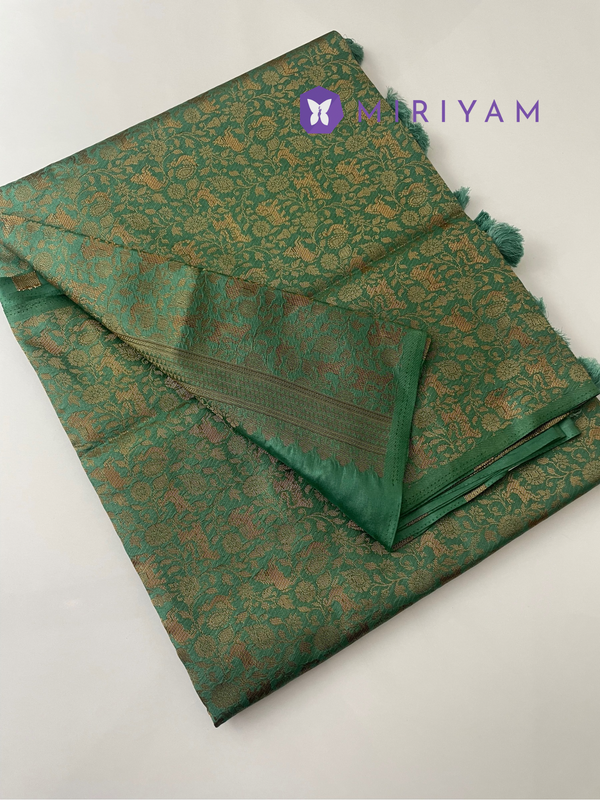 Semi soft silk saree with brocade pallu & blouse MSBS103 JADE GREEN