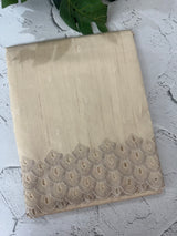 Crushed Matka Blended Tussar silk saree with cutwork borders MS4890 Cream