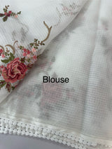 Kota saree with embroidery MS14953 - White