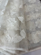 Semi organza saree with appliqué work - MSH989 OffWhite