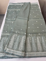 Designer tissue georgette-Organza sarees with blouse MS14927 Muted BluishGrey