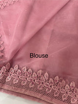 Soft Organza saree with cutwork borders and sequins work - MOS4551