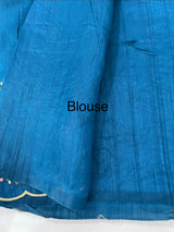Blended art tussar silk saree with embroidery- MS1090 Teal