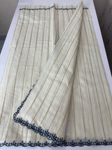Mul chanderi cotton saree with scalloped borders - MNM131 TealBlue
