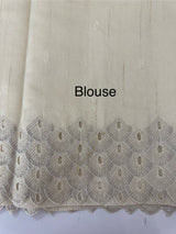 Crushed Matka Blended Tussar silk saree with cutwork borders MS4890 Cream