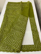 Glass organza saree with thread work- MOS351 Mehendi Green