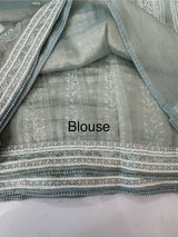 Designer tissue georgette-Organza sarees with blouse MS14927 Muted BluishGrey
