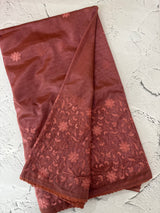Glass tissue organza saree with embroidery MSF121 (1) Metallic DarkPeach