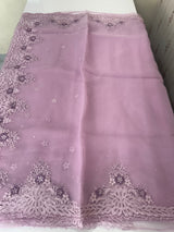 Cutwork Glass organza saree with Blouse MOS453 Lavender