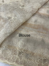 Premium Crush Organza saree with thread work- MCW863 Ivory
