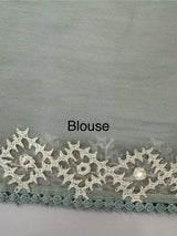 Tissue Organza saree with Kutch hand embroidery and mirror work - MS14799 PowderBlue