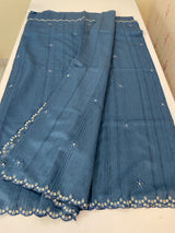 Cutwork Semi tussar saree MTSS680 TealBlue