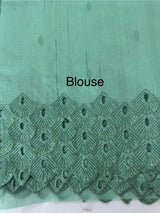 Crushed Matka Blended Tussar silk saree with cutwork borders MS4890 Green
