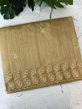 Semi tussar saree with cutwork MSHK566 Chiku