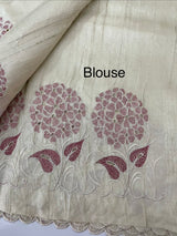 Blended soft tussar saree with embriodery - MS8669 PearlCream