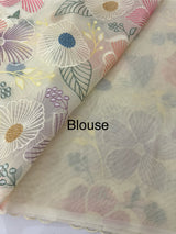 Viscose organza saree with thread work - MSH296 Ivory