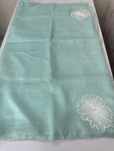 Crush Organza saree with applique work MBS677 PastelBlue