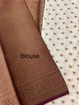 Crepe Banarasi viscose Georgette saree with brocade blouse MS953211 - Offwhite to Maroon