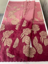 Double shade Semi organza saree with appliqué work - MSH949