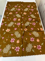 Blended tussar saree with applique work and embroidery MTSS451 SpicyMustard