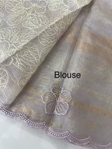 Premium Crush Organza saree with thread work- MCW863 Lilac
