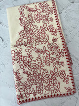 Mul chanderi embriodery saree MSH301 - Offwhite to Red (2)