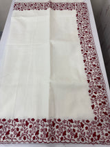Premium Kota Moonga checks saree with embriodery borders MSH122 - White to DeepRed