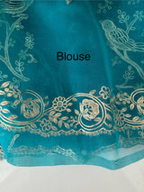 Silk organza saree with metallic zari work - MS14634 DeepBlue