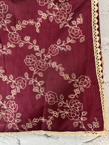 Blended tussar silk saree with embroidery- MSH158 Maroon